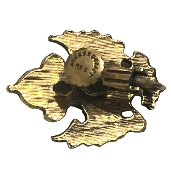 Vintage ACCESSOCRAFT NYC Brooch & Screw Back Earrings Coat of Arms Gold Tone Set - Picture 6 of 6